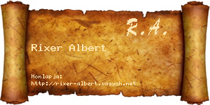 Rixer Albert névjegykártya